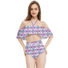 Hackers Town Void Mantis Hexagon Bigender Pride Flag Halter Flowy Bikini Set  by WetdryvacsLair