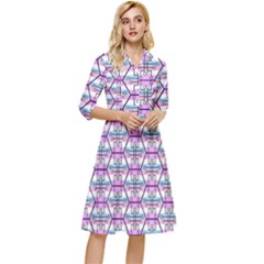 Hackers Town Void Mantis Hexagon Bigender Pride Flag Classy Knee Length Dress by WetdryvacsLair