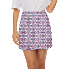 Hackers Town Void Mantis Hexagon Bigender Pride Flag Mini Front Wrap Skirt