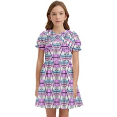 Hackers Town Void Mantis Hexagon Bigender Pride Flag Kids  Bow Tie Puff Sleeve Dress by WetdryvacsLair