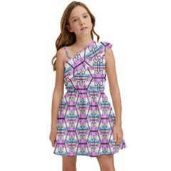 Hackers Town Void Mantis Hexagon Bigender Pride Flag Kids  One Shoulder Party Dress