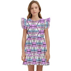 Hackers Town Void Mantis Hexagon Bigender Pride Flag Kids  Winged Sleeve Dress by WetdryvacsLair