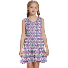 Hackers Town Void Mantis Hexagon Bigender Pride Flag Kids  Sleeveless Tiered Mini Dress by WetdryvacsLair