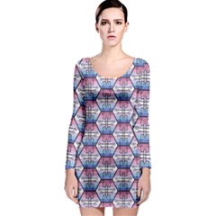 Hackers Town Void Mantis Hexagon Bigender Seven 7 Stripe Pride Flag Long Sleeve Bodycon Dress by WetdryvacsLair