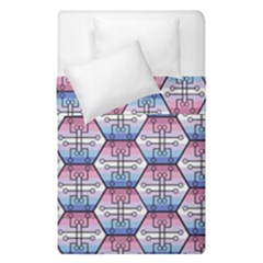 Hackers Town Void Mantis Hexagon Bigender Seven 7 Stripe Pride Flag Duvet Cover Double Side (single Size) by WetdryvacsLair