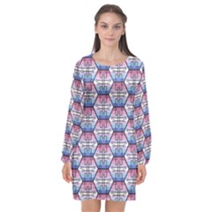 Hackers Town Void Mantis Hexagon Bigender Seven 7 Stripe Pride Flag Long Sleeve Chiffon Shift Dress  by WetdryvacsLair