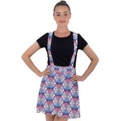 Hackers Town Void Mantis Hexagon Bigender Seven 7 Stripe Pride Flag Velvet Suspender Skater Skirt by WetdryvacsLair