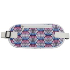 Hackers Town Void Mantis Hexagon Bigender Seven 7 Stripe Pride Flag Rounded Waist Pouch by WetdryvacsLair