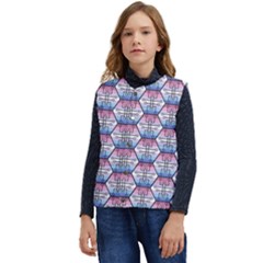 Hackers Town Void Mantis Hexagon Bigender Seven 7 Stripe Pride Flag Kid s Short Button Up Puffer Vest	