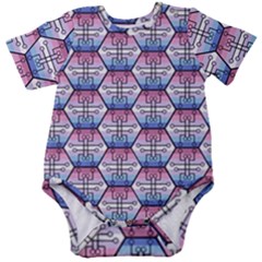 Hackers Town Void Mantis Hexagon Bigender Seven 7 Stripe Pride Flag Baby Short Sleeve Onesie Bodysuit by WetdryvacsLair