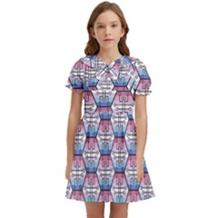 Hackers Town Void Mantis Hexagon Bigender Seven 7 Stripe Pride Flag Kids  Bow Tie Puff Sleeve Dress by WetdryvacsLair