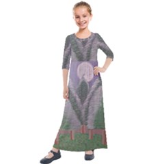 Purple Haze  Kids  Quarter Sleeve Maxi Dress by Hayleyboop