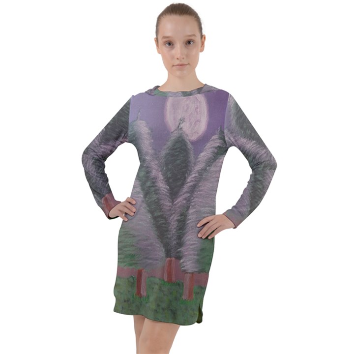 Purple haze  Long Sleeve Hoodie Dress