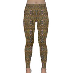 Sunflowers Seed In Harmony With Tropical Flowers Classic Yoga Leggings by pepitasart