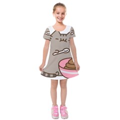 Cat Kitten Kids  Short Sleeve Velvet Dress