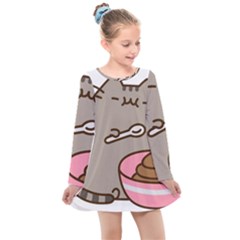 Cat Kitten Kids  Long Sleeve Dress