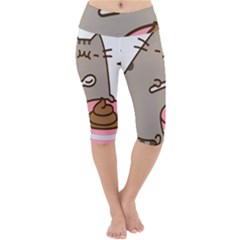 Cat Kitten Lightweight Velour Cropped Yoga Leggings