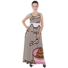 Cat Kitten Empire Waist Velour Maxi Dress