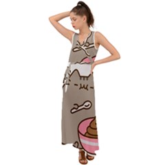 Cat Kitten V-neck Chiffon Maxi Dress