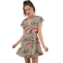 Cat Kitten Flutter Sleeve Wrap Dress View1