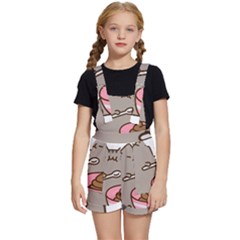 Cat Kitten Kids  Short Overalls