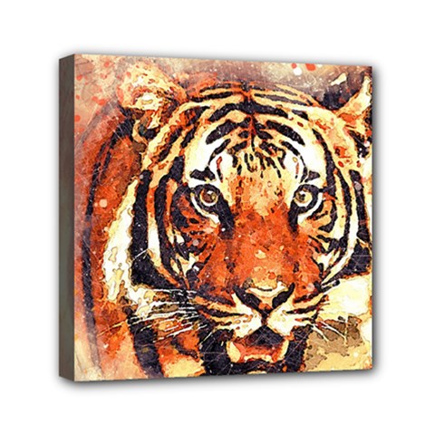 Tiger-portrait-art-abstract Mini Canvas 6  X 6  (stretched)