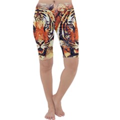 Tiger-portrait-art-abstract Cropped Leggings 