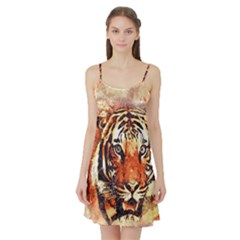 Tiger-portrait-art-abstract Satin Night Slip