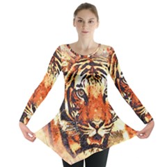 Tiger-portrait-art-abstract Long Sleeve Tunic 