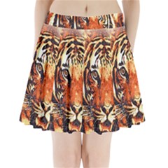 Tiger-portrait-art-abstract Pleated Mini Skirt