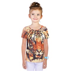 Tiger-portrait-art-abstract Kids  One Piece Tee