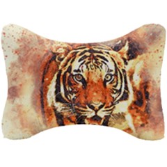 Tiger-portrait-art-abstract Seat Head Rest Cushion by Jancukart