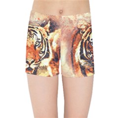 Tiger-portrait-art-abstract Kids  Sports Shorts