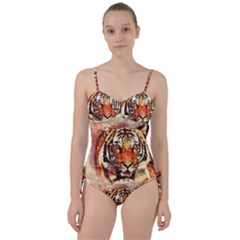 Tiger-portrait-art-abstract Sweetheart Tankini Set