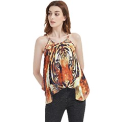 Tiger-portrait-art-abstract Flowy Camisole Tank Top by Jancukart