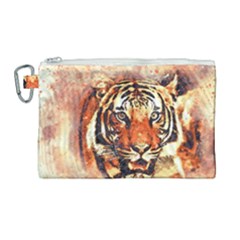 Tiger-portrait-art-abstract Canvas Cosmetic Bag (large)