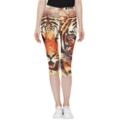 Tiger-portrait-art-abstract Inside Out Lightweight Velour Capri Leggings 