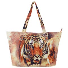 Tiger-portrait-art-abstract Full Print Shoulder Bag by Jancukart