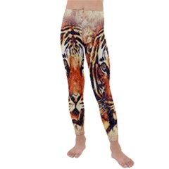 Tiger-portrait-art-abstract Kids  Lightweight Velour Leggings