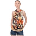 Tiger-portrait-art-abstract High Neck Satin Top View1