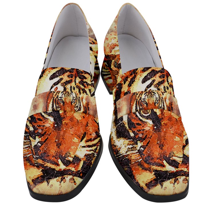 Tiger-portrait-art-abstract Women s Chunky Heel Loafers