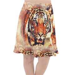 Tiger-portrait-art-abstract Fishtail Chiffon Skirt by Jancukart