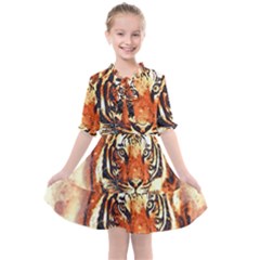 Tiger-portrait-art-abstract Kids  All Frills Chiffon Dress