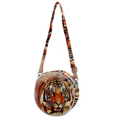 Tiger-portrait-art-abstract Crossbody Circle Bag