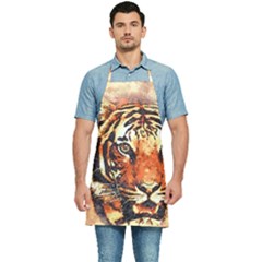 Tiger-portrait-art-abstract Kitchen Apron