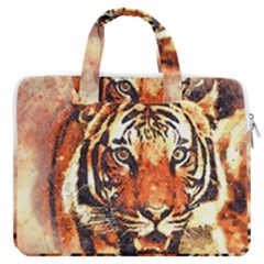 Tiger-portrait-art-abstract Macbook Pro13  Double Pocket Laptop Bag by Jancukart