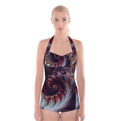 Digital-fractal-fractals-fantasy Boyleg Halter Swimsuit 