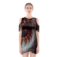 Digital-fractal-fractals-fantasy Shoulder Cutout One Piece Dress