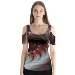 Digital-fractal-fractals-fantasy Butterfly Sleeve Cutout Tee 