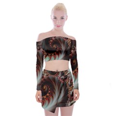 Digital-fractal-fractals-fantasy Off Shoulder Top With Mini Skirt Set